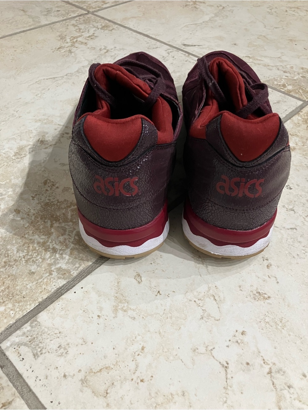 ASICS Men's Burgundy and Red Lace-Up Sneakers - Picture 2 of 5